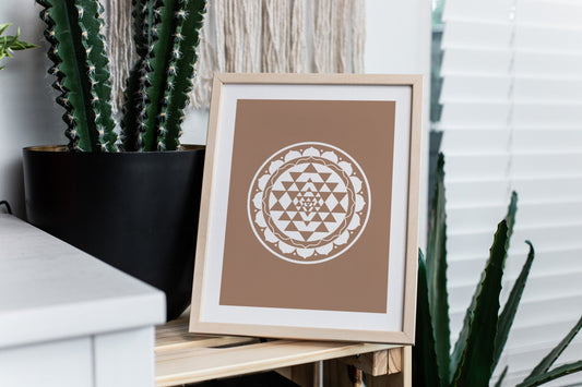 Sri Yantra Poster in Hazelnut Brown